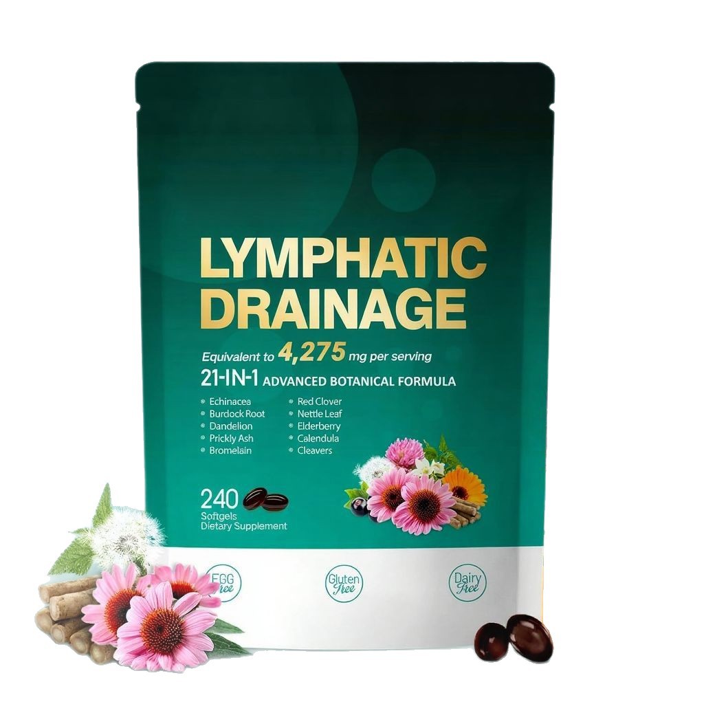 OEM/ODM Lymphatic Drainage Softgels – 4,275mg 21-in-1 Botanical Formula with Echinacea, Dandelion & Red Clover – Private Label Bulk Order Available