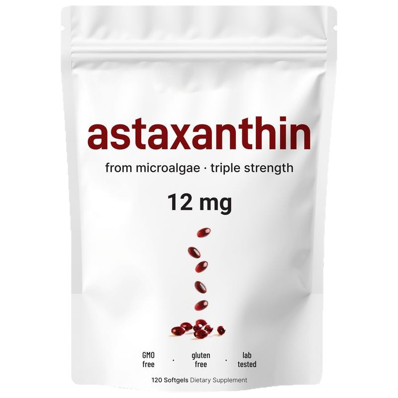 OEM/ODM Astaxanthin 12mg Softgels – Triple Strength Microalgae Extract for Skin & Eye Health – Private Label Bulk Order Available