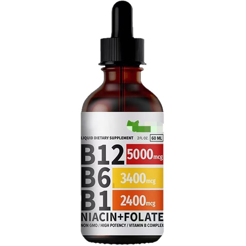 OEM/ODM Vitamin B Complex Liquid Drops – 5000mcg B12 + B6 + B1 + Niacin + Folate – High Potency Energy & Brain Support Supplement – Private Label Bulk Order