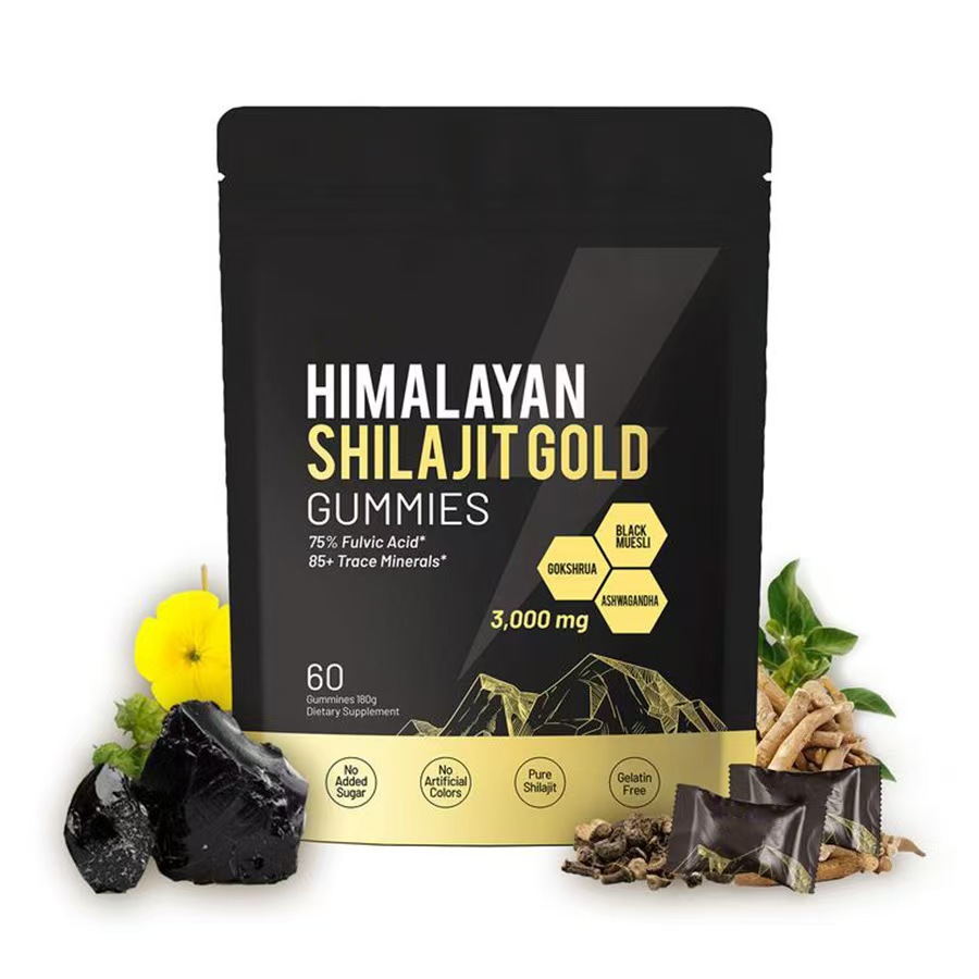 OEM/ODM Himalayan Shilajit Gold Gummies – 3000mg per Serving, 75% Fulvic Acid + Ashwagandha + Gokshura – Energy & Immune Support – Private Label Bulk Order