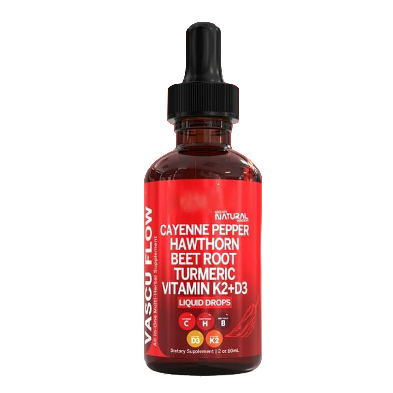 OEM/ODM VasuFlow Liquid Drops – Cayenne Pepper, Hawthorn, Beet Root, Turmeric + Vitamin K2 & D3 – 60mL – Supports Circulation & Metabolism – Vegan, Gluten-Free – Private Label Bulk Order