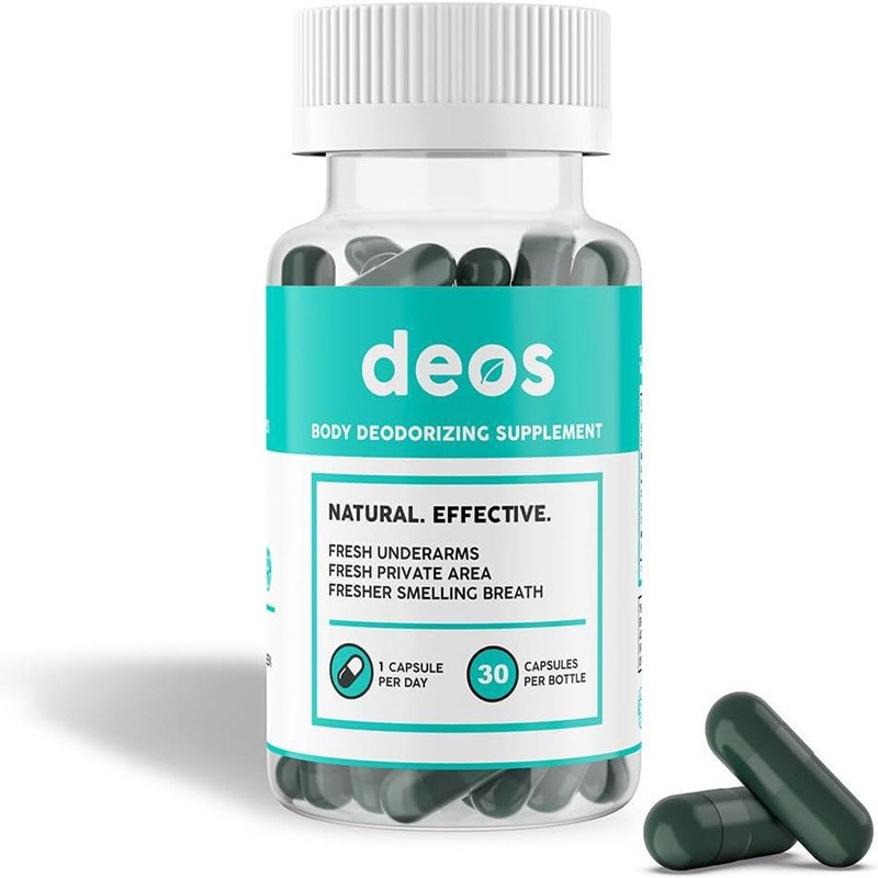 Deos Body Deodorizing Capsules - Natural Chlorophyll Supplement for Fresh Underarms, Intimate Area & Breath - 30 Count