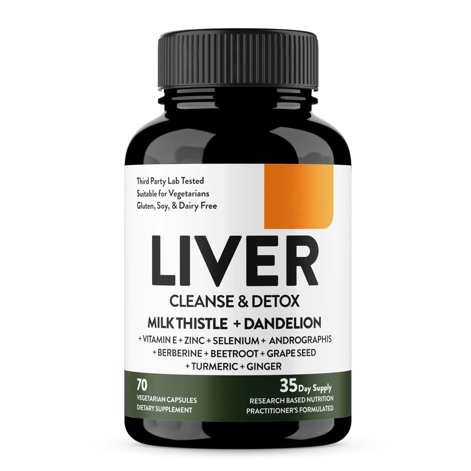 Liver Cleanse & Detox Capsules - Milk Thistle, Dandelion & 9 Nutrients for Liver Support - 70 Count